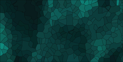 Obraz premium Abstract geometric mosaic background in shades of teal with black outlines and a gradient effect suitable for design