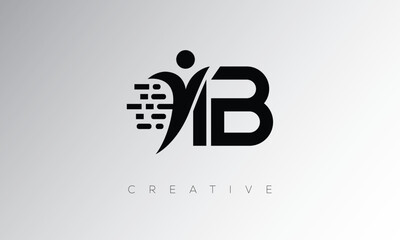 IB Creative Digital Monogram Logo – Futuristic Letter mark Design Featuring Human Shape, Pixel Motion & Minimal Tech Style for Innovative Branding Identity