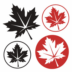 Maple Leaf Themed Badge, Logo and Sports Vector Icon Set - Canadian Style