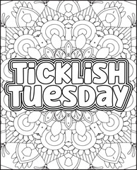 Motivational Weekly Name Coloring Page for Adults. 7 Days Name Coloring Page