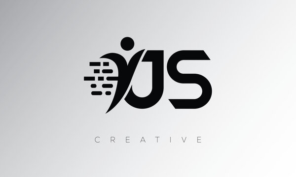 JS Creative Digital Monogram Logo &ndash; Futuristic Letter mark Design Featuring Human Shape, Pixel Motion & Minimal Tech Style for Innovative Branding Identity