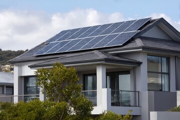 Solar panels on modern hous