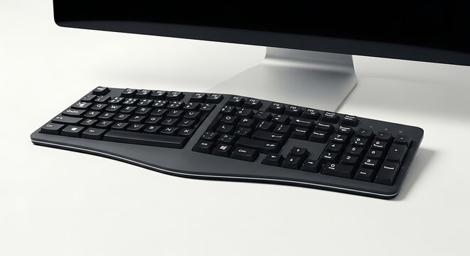 Computer Keyboard with Display on a Clean White Desk Setup