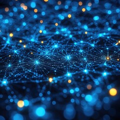 Obraz premium Abstract Technological Web with Radiant Blue Nodes