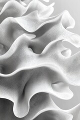 Abstract Wave of Geometric Point Cloud in Black and White