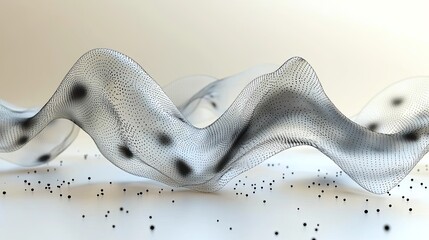 Abstract Wave with Black Dots Digital Art