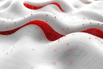 Abstract White and Red Wave Background with Soft Geometry
