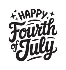 Happy Fourth of July Calligraphy Silhouette with Stars