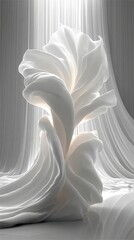 Abstract White Fabric Folds Modern Clean Design