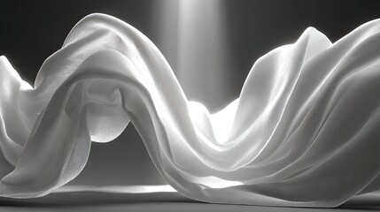 Abstract White Fabric Waves Minimalist Background