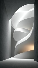 Abstract White Spiral Form in Grey Architecture