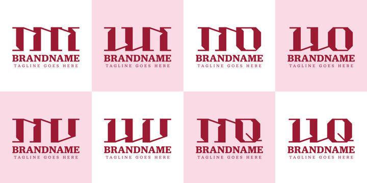 Letters MN WN MV WV MO WO MQ WQ Monogram Logo Set