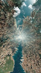 Aerial View of a Futuristic Global City System