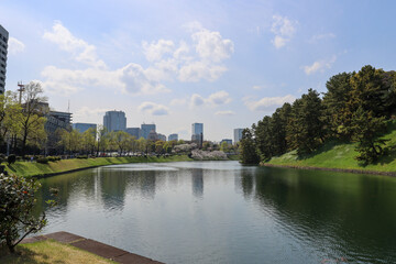 City view from outer walls of Imperial Palace - Tokyo, Japan