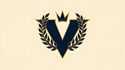 Elegant Monogram Logo Design: V Crowned with Laurel Wreath