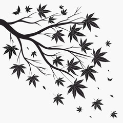 Fototapeta premium Editable Vector Set of Maple Leaves on Branch for Autumn or Fall Themes