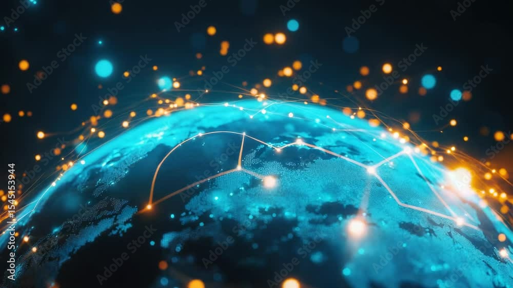 Aufkleber Close-up image of a globe with many lights, useful for representing global connections or technological advancements