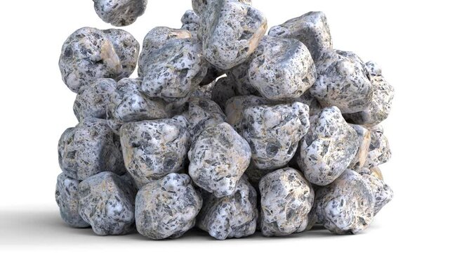 rock falls on white background