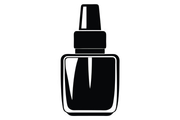 Black Silhouette of Nail Polish Bottle with Rectangular Cap for Cosmetics or Design