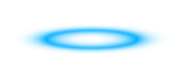 Blue glowing ellipse ring vector design, soft blurred light effect on transparent background, abstract highlight for tech, sci-fi, or UI design