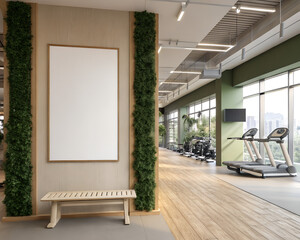 Modern gym interior with a blank canvas for your message.