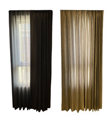 Gradient brown curtains with soft folds for interior background.