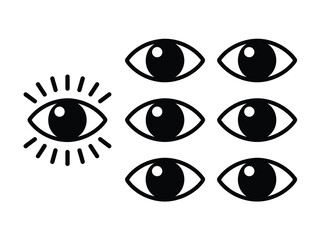 Black and White Eye Icons One Shining Brightly eyes