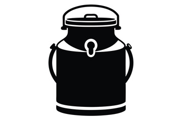Milk Can Silhouette Illustration Featuring A Bail Handle And Lid Fastener Design Element