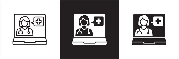 Doctor icon. Healthcare contact symbol. Doctor consultation digital apps icon. Icon symbol compatible for health service, hospital, clinic and medical. Vector illustration.