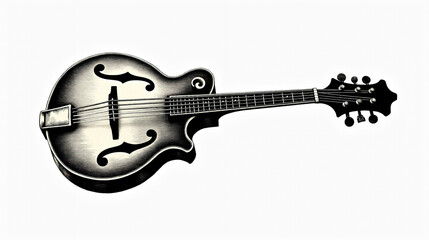 Antique engraving of a mandolin showcasing intricate details and craftsmanship from a bygone era