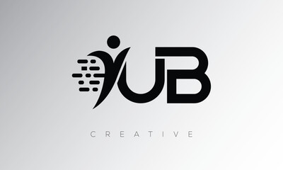 UB Creative Digital Monogram Logo – Futuristic Letter mark Design Featuring Human Shape, Pixel Motion & Minimal Tech Style for Innovative Branding Identity