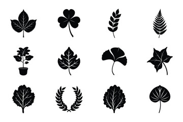 leaf silhouette unique design vector art on white background