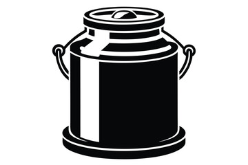 Black and White Image of a Milk Can with Handles and Lid Design