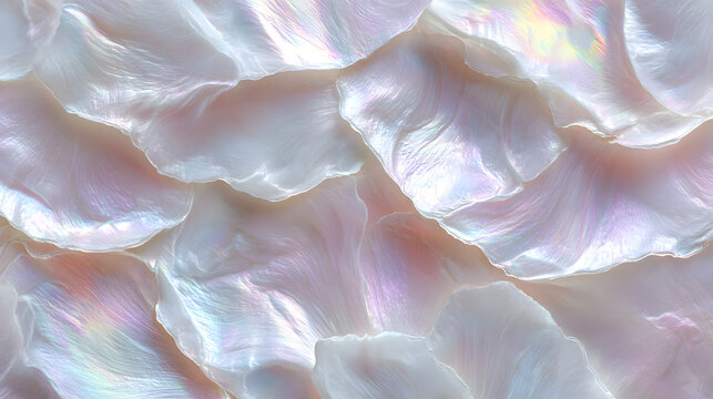 Soft shells in shimmering hues create a stunning, textured display, capturing light and evoking serenity