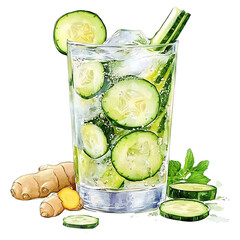 Refreshing Cucumber and Ginger Infused Water with Mint