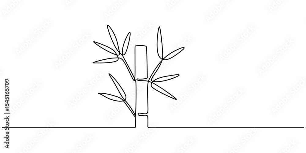 Aufkleber continuous line drawing of bamboo trees, continuous one line art of a bamboo tree. vector illustrati