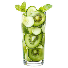Refreshing Kiwi and Mint Infused Water in a Glass