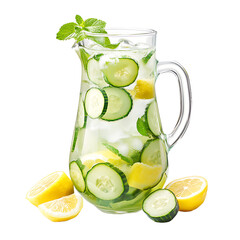 Refreshing Cucumber Lemon Water in a Glass Pitcher