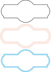 Three decorative frames with swirl and plain designs