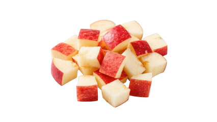 Fresh Red and White Apple Cubes on Transparent Background for Healthy Snack or Fruit Salad