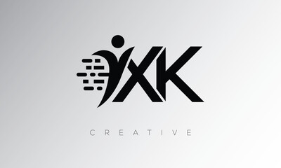 XK Creative Digital Monogram Logo &ndash; Futuristic Letter mark Design Featuring Human Shape, Pixel Motion & Minimal Tech Style for Innovative Branding Identity
