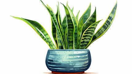 Clipart of watercolor Snake Plant in the pot