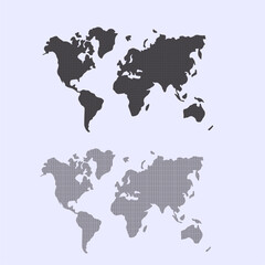 World map vector illustration showing continents and countries in a global geographic layout
