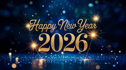 Happy new year 2026 sparkling glitter background