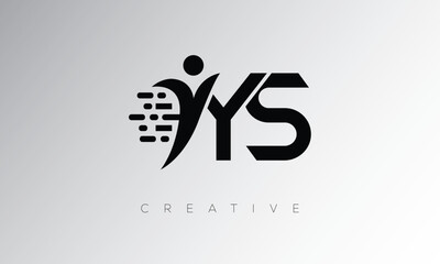 YS Creative Digital Monogram Logo – Futuristic Letter mark Design Featuring Human Shape, Pixel Motion & Minimal Tech Style for Innovative Branding Identity