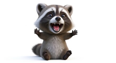 Obraz premium Lachender Waschbär