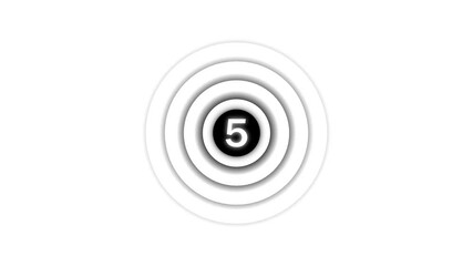 glowing 5 text and radio wave animation. on a white background