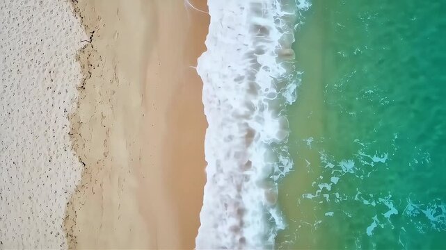 white ocean waves gently washing on sandy beach shore