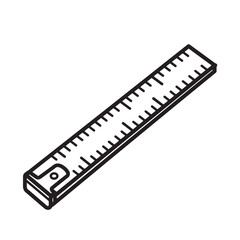 Simple outline illustration of a vintage art silhouette ruler with measurement markings