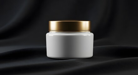 Elegant White Cosmetic Jar with Gold Lid Premium Packaging Mockup